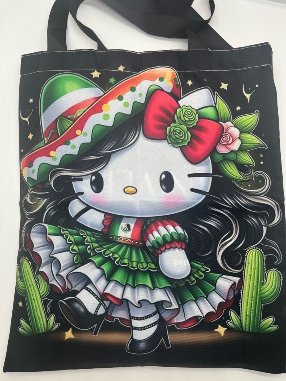 Hello Kitty Fiesta Tote Bag - Black, Green, Red, White